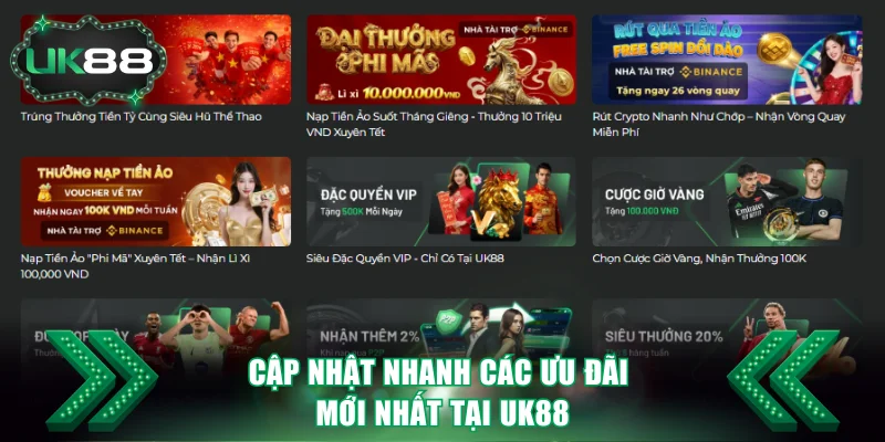 Cập nhật nhanh các ưu đãi mới nhất tại UK88